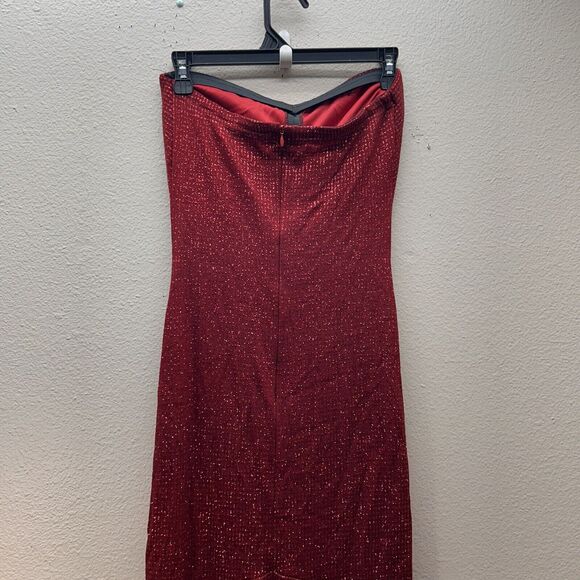 VTG Jessica McClintock Gunne Sax Red Glitter Sparkles Floor Length Dress Size 8 - Picture 5 of 11